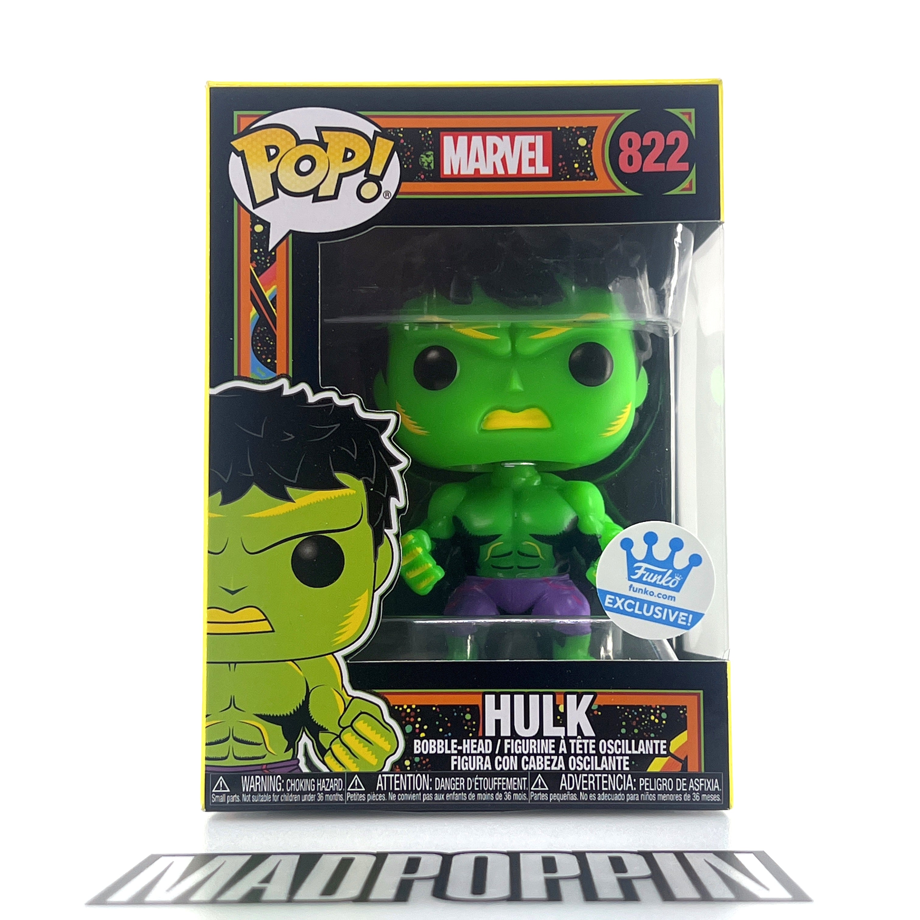 Funko Pop Marvel Hulk Blacklight Funko-Shop.com #822
