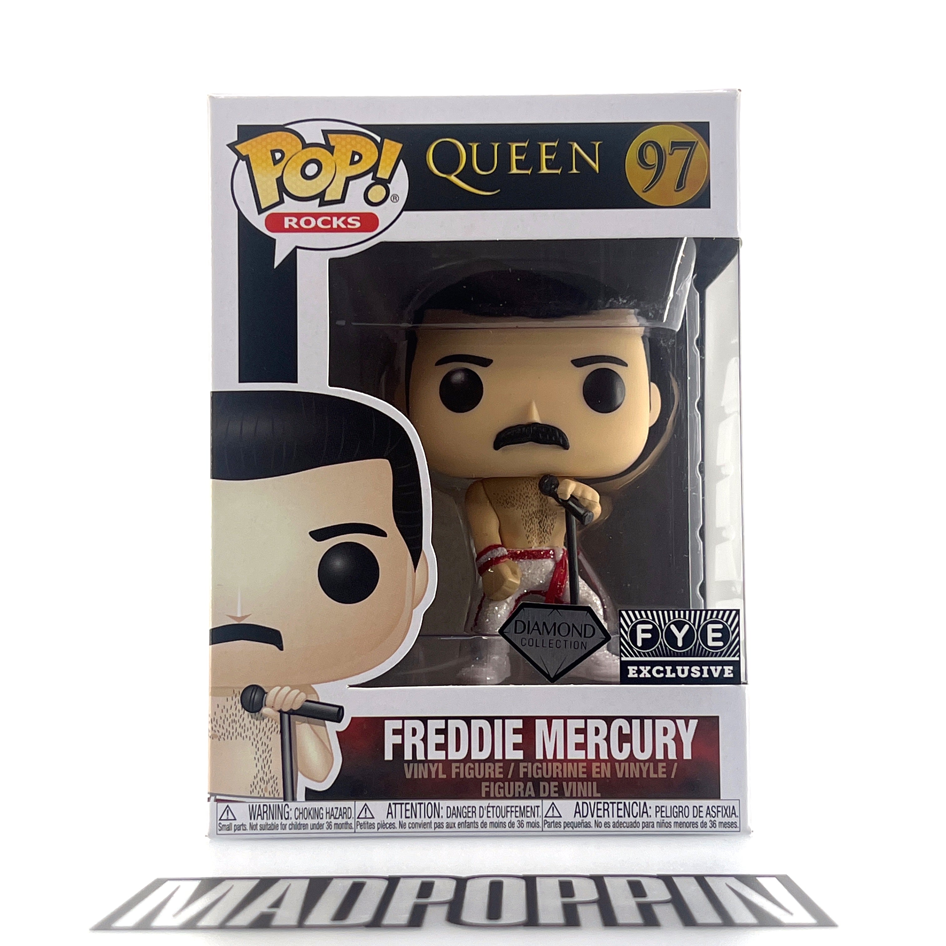 Funko Pop Rocks Queen Freddie Mercury Shirtless Diamond Collection FYE #97