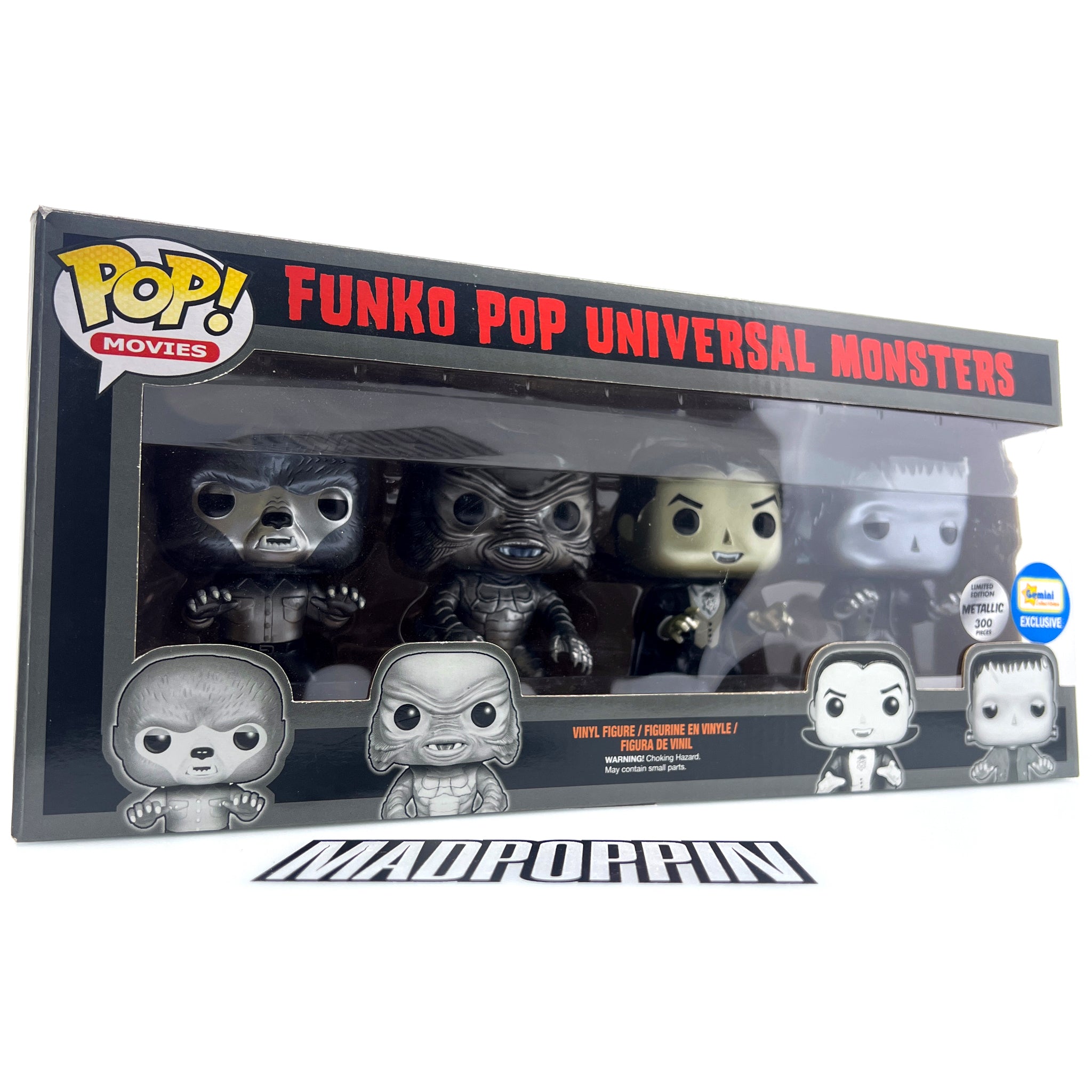 Funko Pop Movies Universal Monsters Wolfman Creature Dracula Frankenstein Gemini Metallic 4 Pack