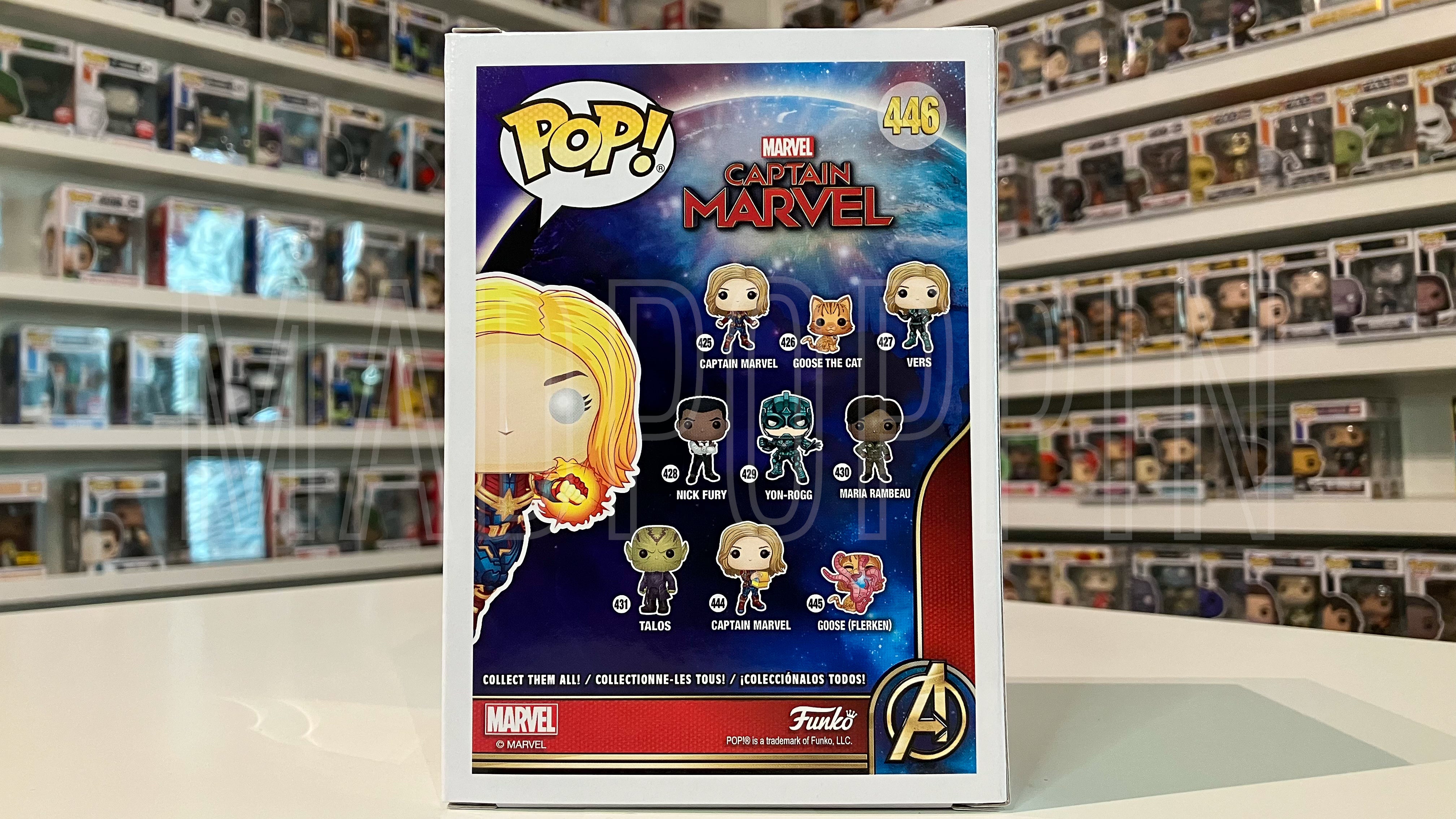 Funko POP! Captain Marvel Flying Unmasked Glow In The Dark Marvel Collector Corps #446