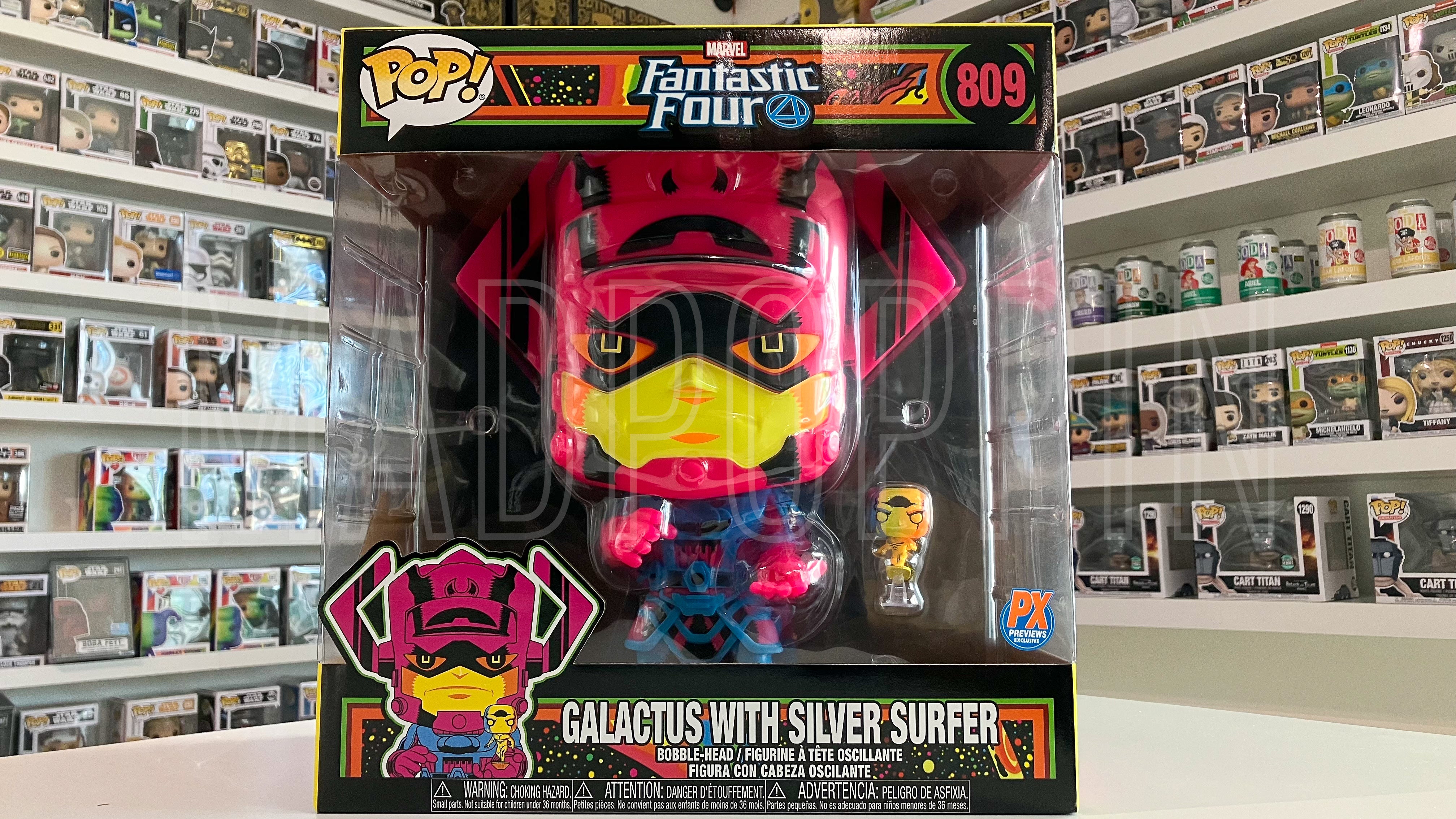 Funko POP! Marvel Fantastic Four Galactus with Silver Surfer Blacklight PX #809